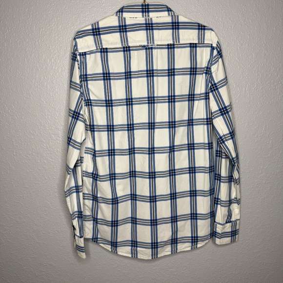 Superdry Men's Long- sleeved shirt with a blue & white [\plaid pattern - X-Large - Picture 6 of 9